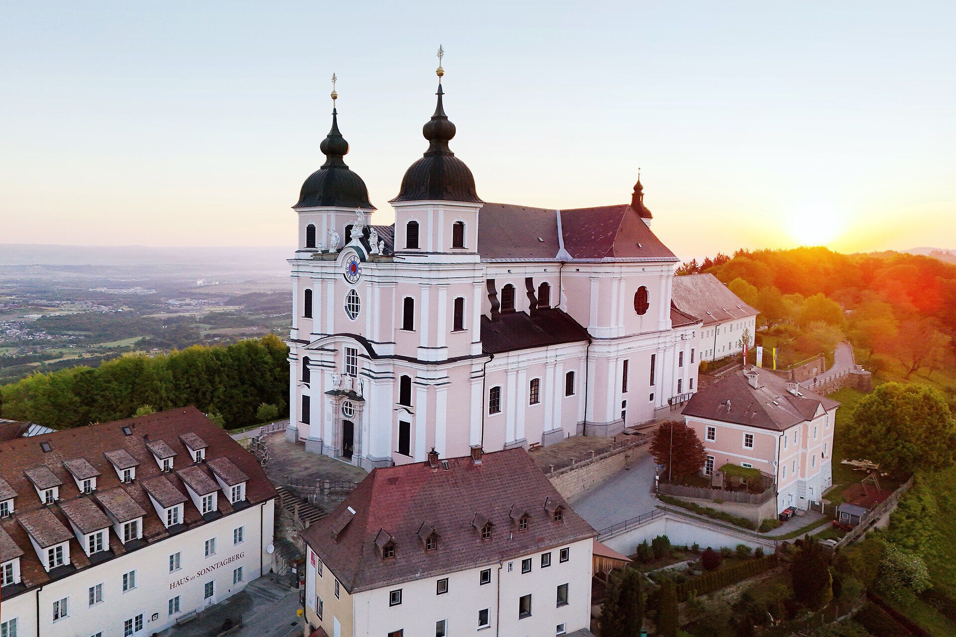 Aerial view of Sonntagberg Basilica.