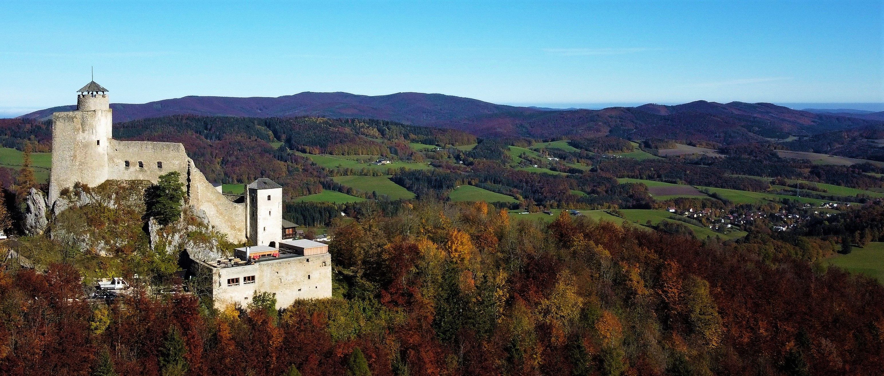 Aerial view of Araburg in fall