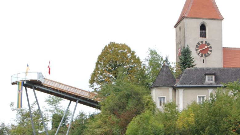 Viewing platform and church tower in Kirchberg an der Pielach.