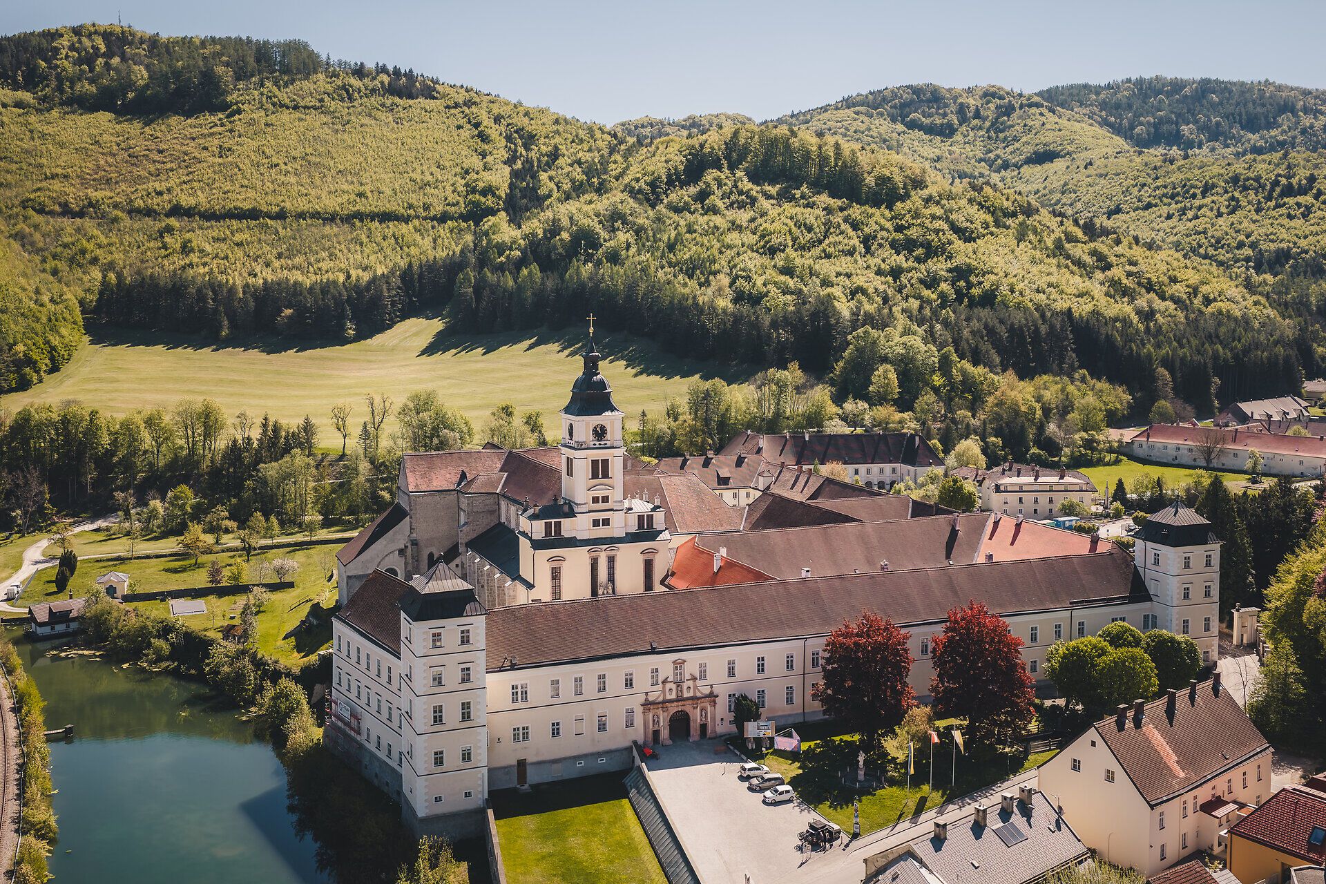 Aerial view of Lilienfeld Abbey.