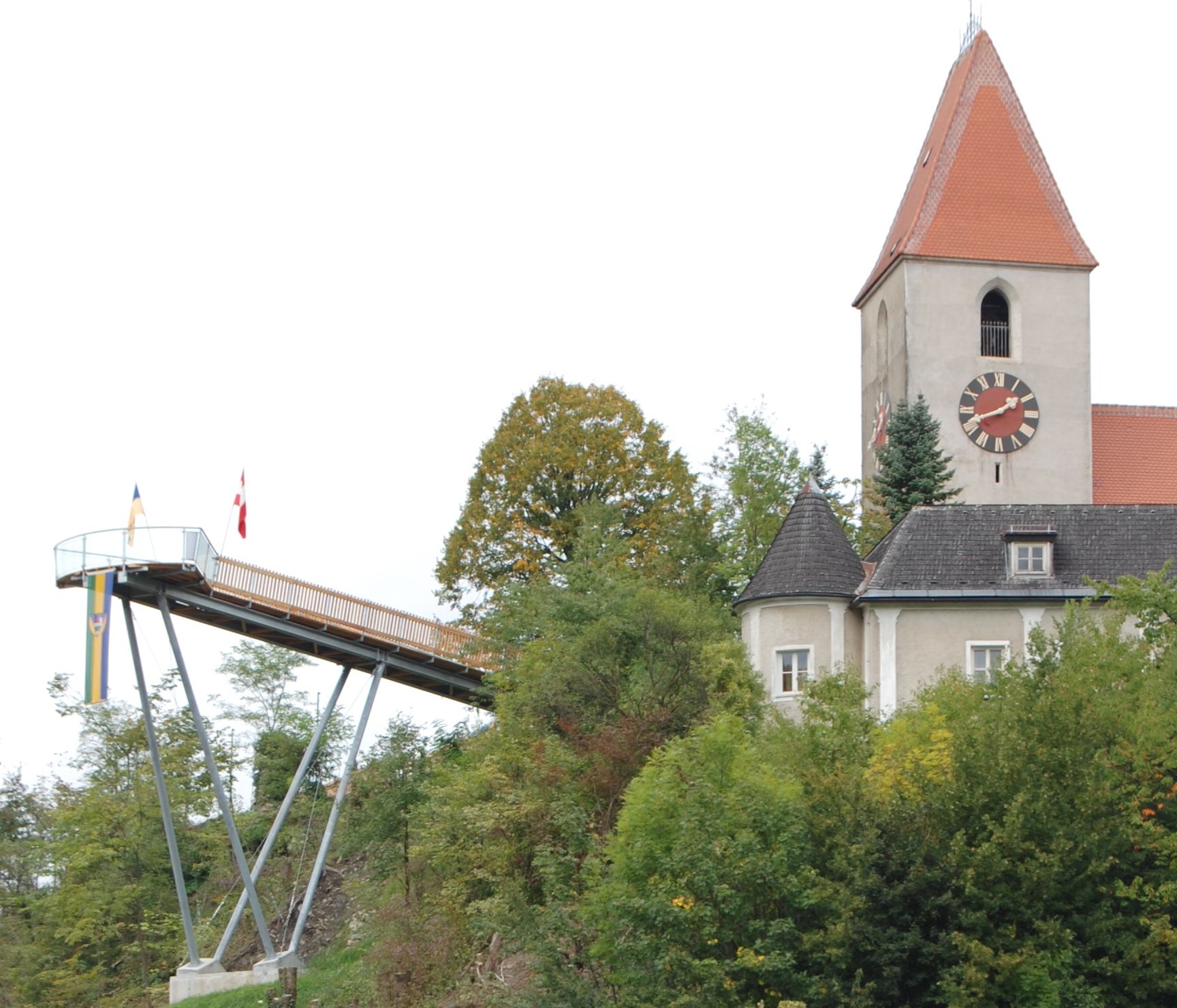 Viewing platform and church tower in Kirchberg an der Pielach.