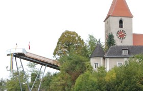 Viewing platform and church tower in Kirchberg an der Pielach.