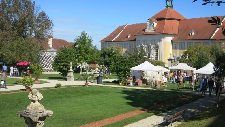 Seitenstetten Abbey with a green meadow and blue sky.
