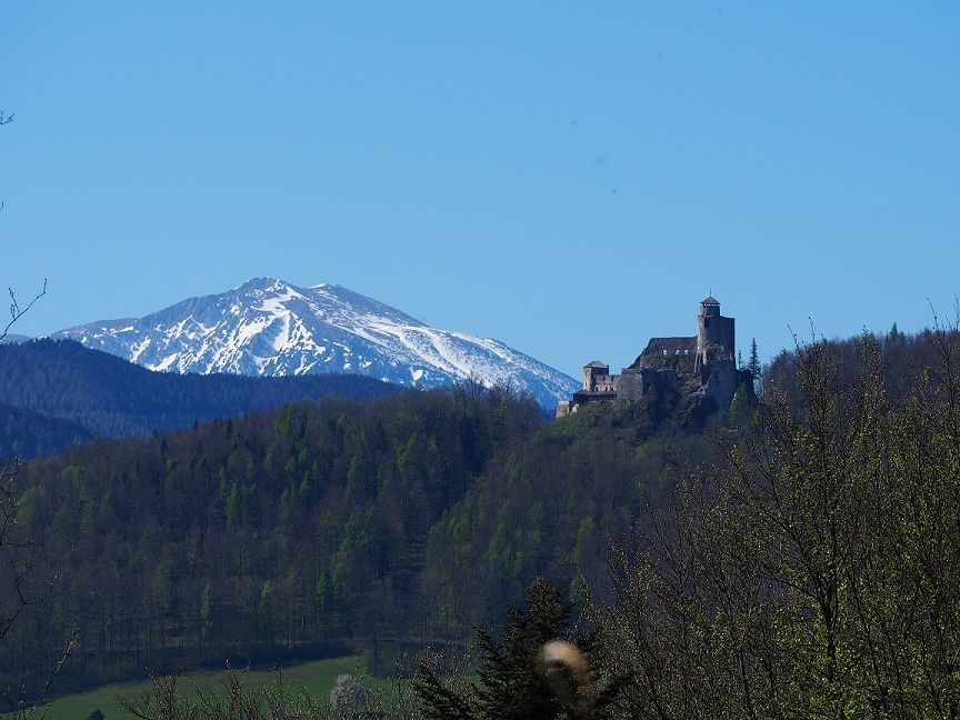 View of the Araburg and the Schneeberg in spring